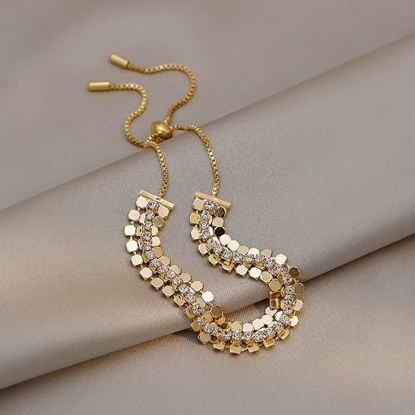 Fashion Adjustable Sequins Bracelet In Alloy With Geometric Design For Women