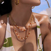 Fashion Agate Shell Oval Clavicle Necklace And Bracelet Set 316L Stainless Steel Electroplated Women's Accessories
