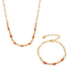 Fashion Agate Shell Oval Clavicle Necklace And Bracelet Set 316L Stainless Steel Electroplated Women's Accessories