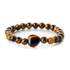 Fashion Agate Tiger Eye White Turquoise Handmade Geometric Heart Shaped Beaded Unisex Bracelet