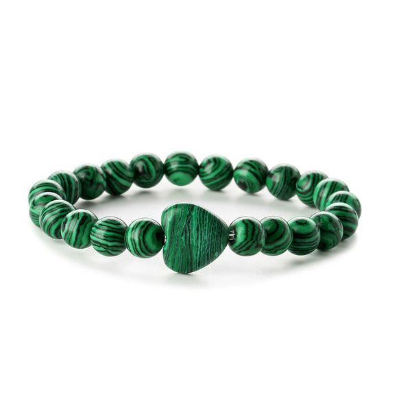 Fashion Agate Tiger Eye White Turquoise Handmade Geometric Heart Shaped Beaded Unisex Bracelet