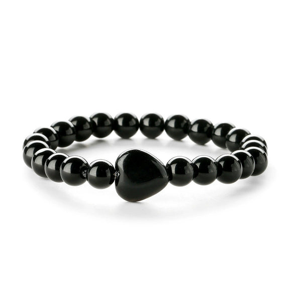 Fashion Agate Tiger Eye White Turquoise Handmade Geometric Heart Shaped Beaded Unisex Bracelet