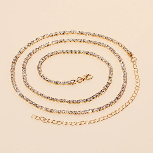 Fashion All-match  Rhinestone Waist Chain