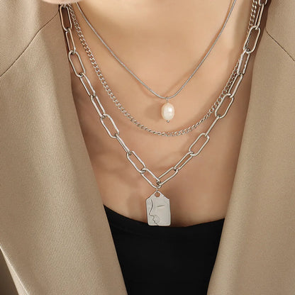 Fashion All-match  Three-layer Irregular Freshwater Necklace