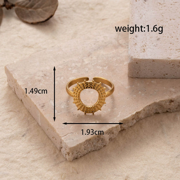 Fashion All Match Titanium Steel Love Snake Shaped Leaves Light Luxury Opening Adjustable Ring With Electroplating