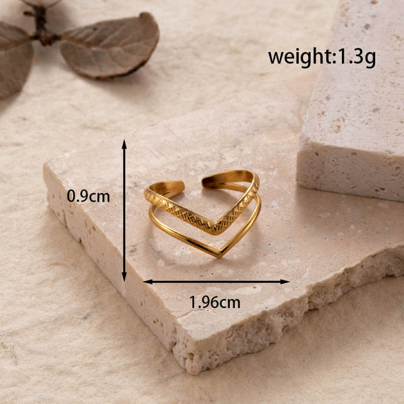 Fashion All Match Titanium Steel Love Snake Shaped Leaves Light Luxury Opening Adjustable Ring With Electroplating