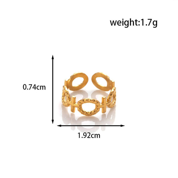 Fashion All Match Titanium Steel Love Snake Shaped Leaves Light Luxury Opening Adjustable Ring With Electroplating