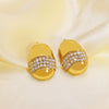 Fashion All Match Women's Light Luxury Style Geometric Titanium Steel Earrings With 18K Gold Vacuum Plating In Furnace And Diamond Encrusted Design