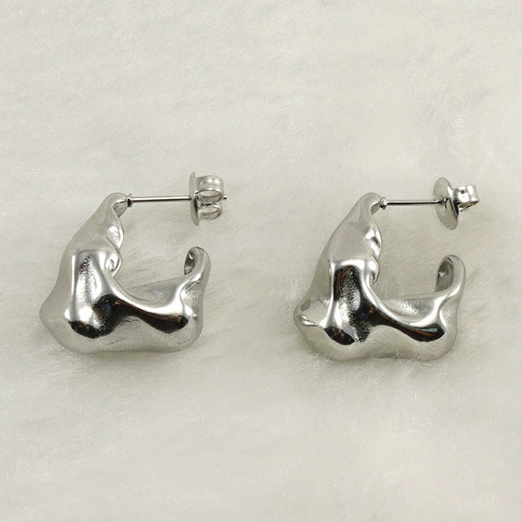 Fashion Allmatch Irregular Women's Earrings 316L Stainless Steel 18K Gold Vacuum Plated Geometric