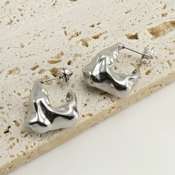 Fashion Allmatch Irregular Women's Earrings 316L Stainless Steel 18K Gold Vacuum Plated Geometric