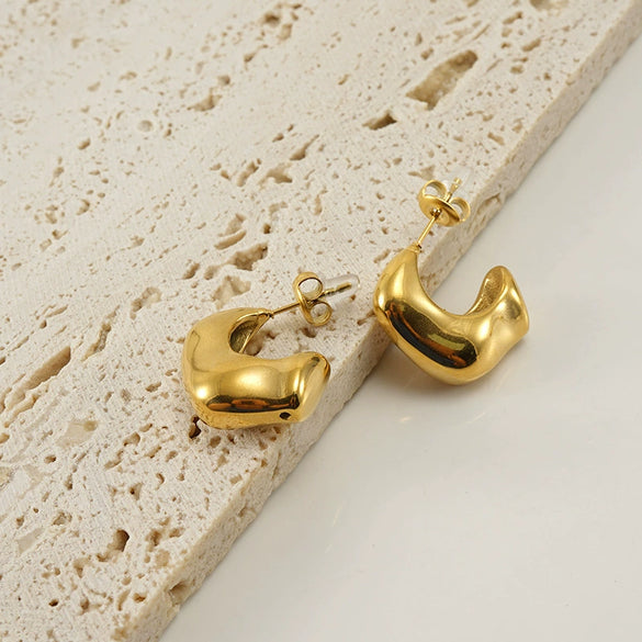 Fashion Allmatch Irregular Women's Earrings 316L Stainless Steel 18K Gold Vacuum Plated Geometric