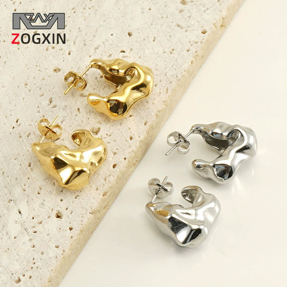 Fashion Allmatch Irregular Women's Earrings 316L Stainless Steel 18K Gold Vacuum Plated Geometric