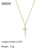 Fashion Allmatch Jewelry Exquisite Copper Set With Zircon Cross Necklace For Women Geometric Style Copper Plated With Real Gold Electroplating Treatment