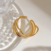 Fashion Allmatch Nonfading Ring Multilayer Water Ripple Gold And Silver Color Matching Electroplated Titanium Steel Geometric Style For Women