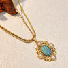Fashion Allmatch Stainless Steel And Titanium Steel Ushaped Pendant Necklace With Vacuum Electroplated Retro Style