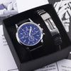 Fashion Alloy And Ordinary Glass Men's Round Dial Blue Light Wrist Watch With Horseshoe Buckle And Onion Crown