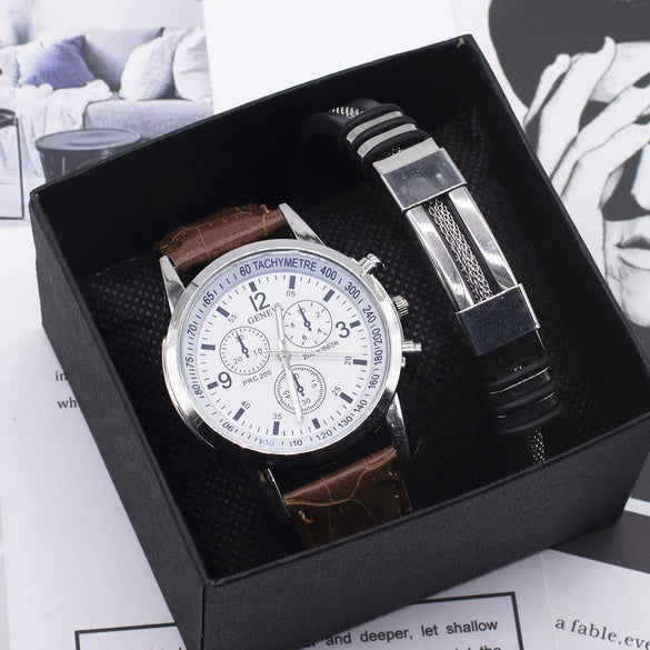 Fashion Alloy And Ordinary Glass Men's Round Dial Blue Light Wrist Watch With Horseshoe Buckle And Onion Crown