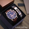 Fashion Alloy And Ordinary Glass Men's Round Dial Blue Light Wrist Watch With Horseshoe Buckle And Onion Crown