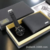 Fashion Alloy And Ordinary Glass Men's Round Dial Blue Light Wrist Watch With Horseshoe Buckle And Onion Crown
