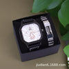 Fashion Alloy And Ordinary Glass Men's Round Dial Blue Light Wrist Watch With Horseshoe Buckle And Onion Crown
