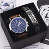 Fashion Alloy And Ordinary Glass Men's Round Dial Blue Light Wrist Watch With Horseshoe Buckle And Onion Crown