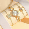 Fashion Alloy Bracelet With Diamond Hollow Four Leaf Clover And Flower Design For Female