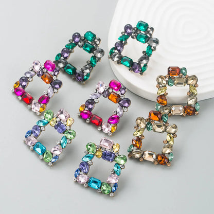 Fashion Alloy Diamond Square Hollow Mini Party Stud