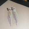 Fashion Alloy Diamond-Studded Geometric Earrings Long Tassel Flower Earrings