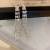 Fashion Alloy Diamond-Studded Geometric Earrings Long Tassel Flower Earrings