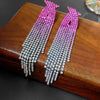 Fashion Alloy Diamond-Studded Geometric Earrings Long Tassel Flower Earrings