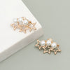 Fashion Alloy Five Pointed Star Pearl Earrings Elegant High End Fairy Style Statement Earrings For Women