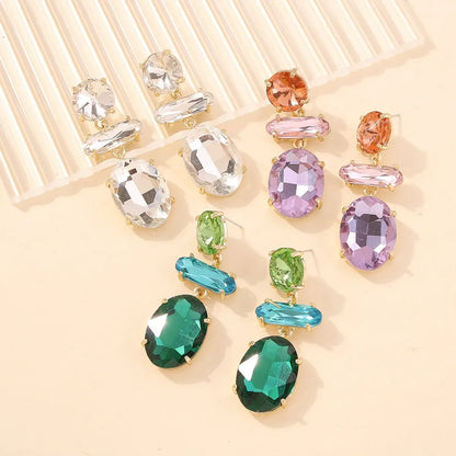 Fashion Alloy Geometric Diamond Drop Earrings Wholesale