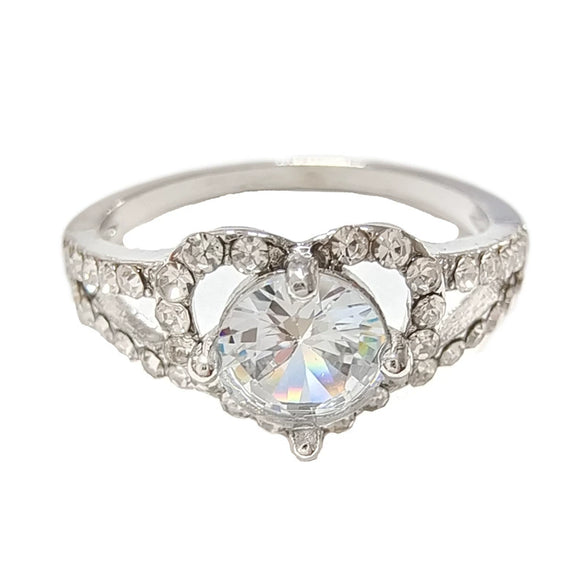 Fashion Alloy Heart Shaped Ring For Women Simple Electroplated Geometric Heart Jewelry With Diamond Accent Couple Style