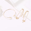 Fashion Alloy Hollow Cat And Leaf Bracelet Set For Women Electroplated Coconut Leaf Style Three Piece Bracelet