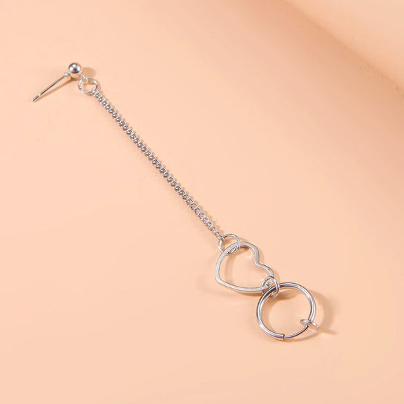Fashion Alloy Hollow Heart Tassel Earrings Geometric Electroplated Dangle Earrings For Women