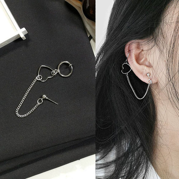 Fashion Alloy Hollow Heart Tassel Earrings Geometric Electroplated Dangle Earrings For Women