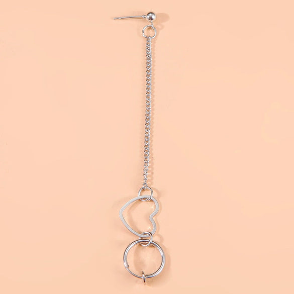 Fashion Alloy Hollow Heart Tassel Earrings Geometric Electroplated Dangle Earrings For Women