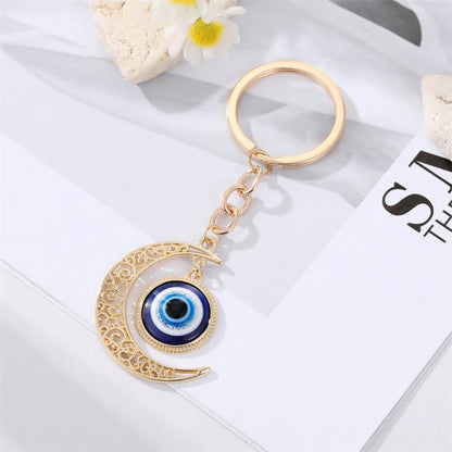 Fashion Alloy Inlaid Eye Shaped Keychain Gold Plated Bag Pendant Accessories