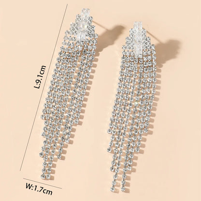 Fashion Alloy Rhinestone Gradient Color Earrings Daily Unset Drop Earrings