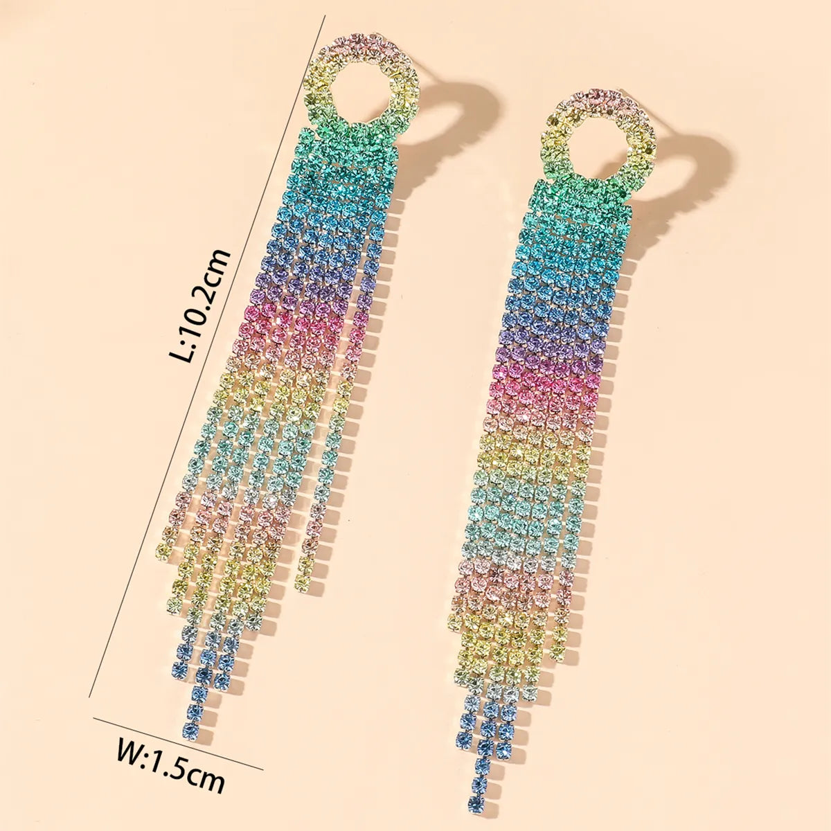 Fashion Alloy Rhinestone Gradient Color Earrings Daily Unset Drop Earrings