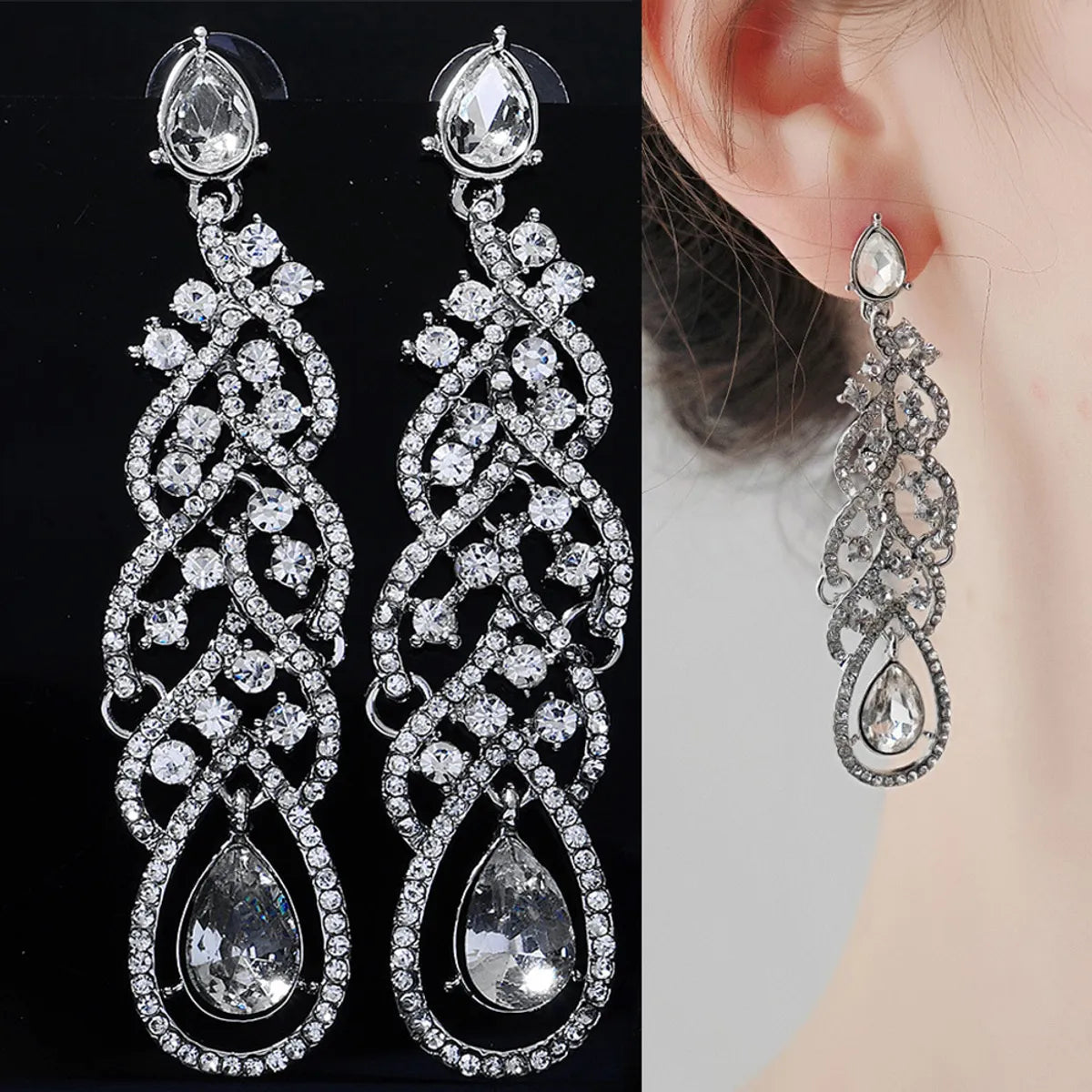 Fashion Alloy Rhinestone Round Drop Earrings Wholesale Gooddiy