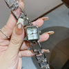 Fashion Alloy Square Hollow Bracelet Quartz Watch With Rhinestones And Retro Temperament For Female