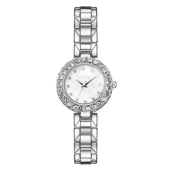 Fashion Alloy Stainless Steel Rhinestone Twopiece Set Bracelet Watch For Male And Female Students