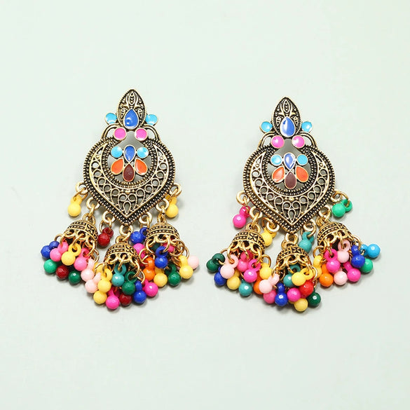 Fashion Alloy Star Tassel Earrings With Diamond Accent Bohemian Dangle Earrings For Women