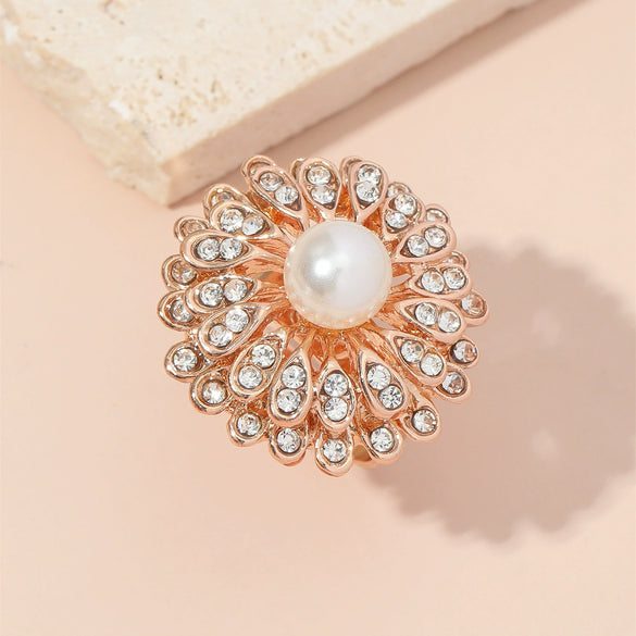 Fashion Alloy Sunflower Flower Ring With Electroplated Finish Simple Trendy Adjustable Open Ring For Unisex Wear