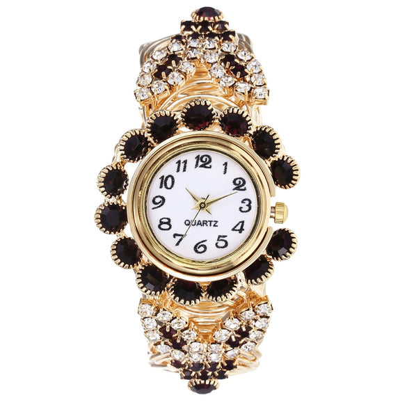 Fashion Alloy Women's Round Dial Pointer Watch With Diamond Claw Chain