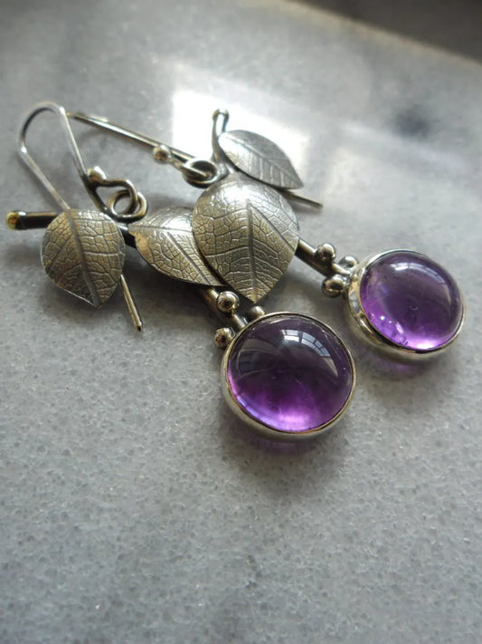 Fashion Amethyst Cherry Earrings Fashion Leaf Earrings