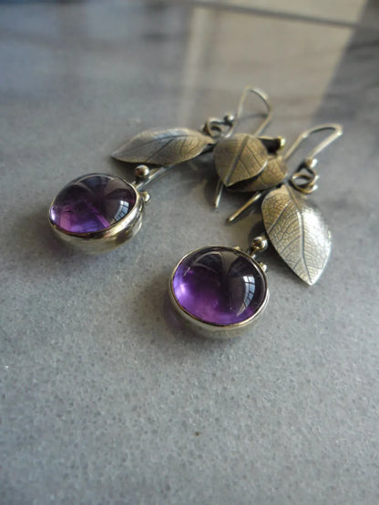 Fashion Amethyst Cherry Earrings Fashion Leaf Earrings