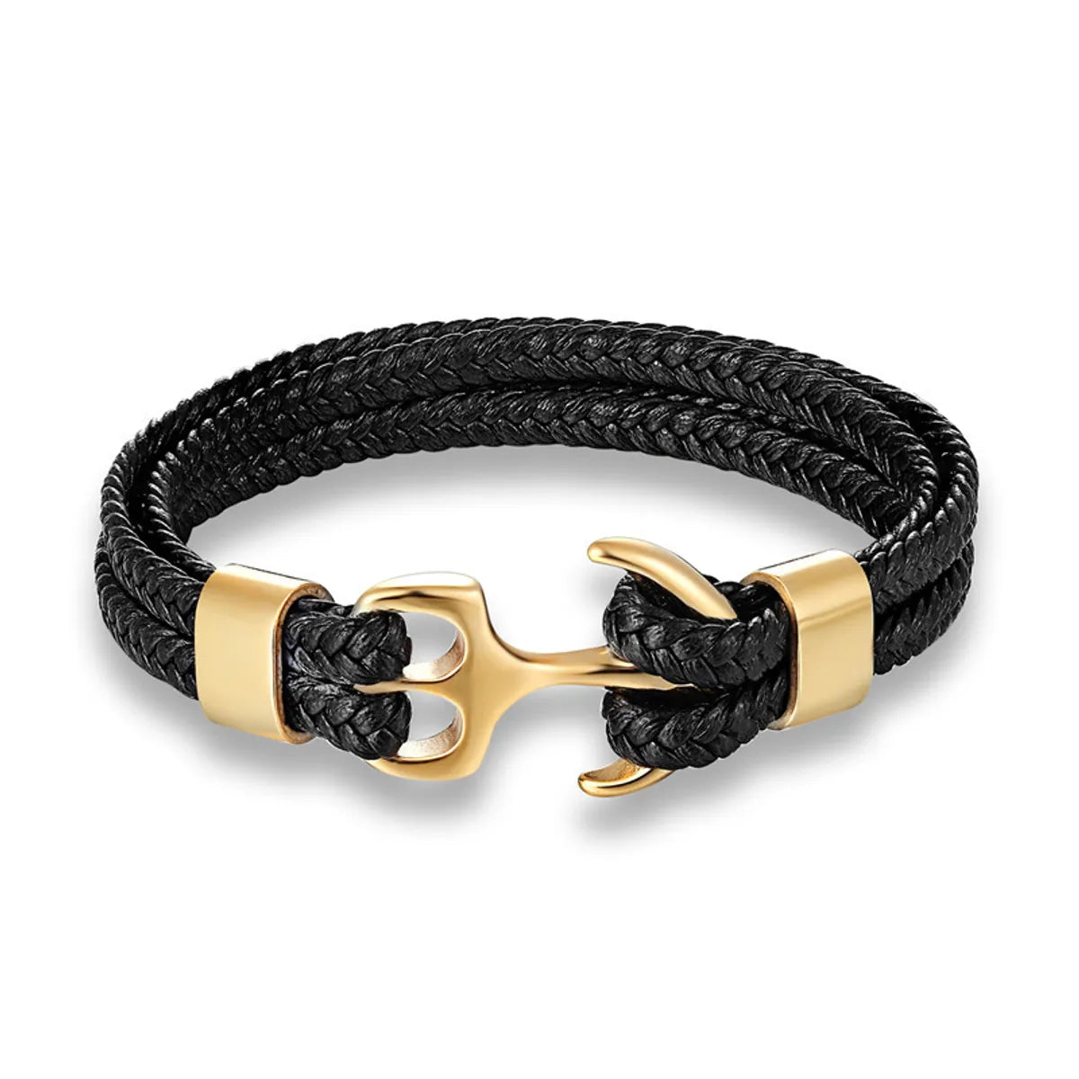 Fashion Anchor Stainless Steel Leather Braid Unisex Bracelets