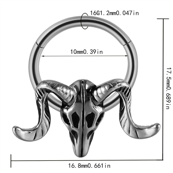 Fashion Ancient Silver Butterfly Nose Ring Stainless Steel Geometric Style With Polishing Also Ghost Head Cow Head Earrings And Bat Puncture Buckle Nose Ring